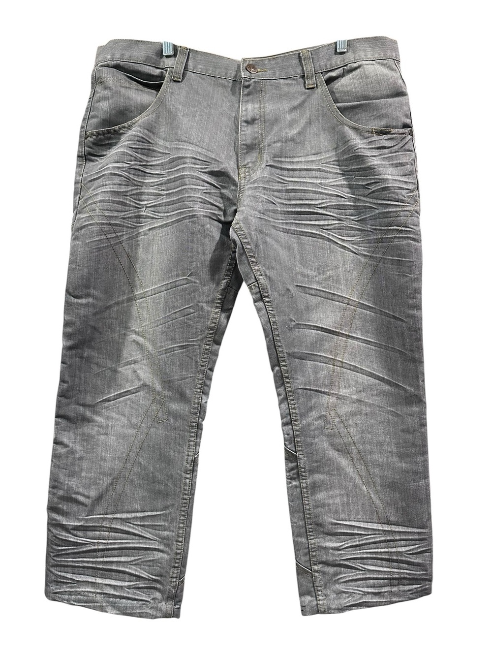 Emcee Gray Distressed Wash Jeans Size 40‎ Y2K Moto Utility Denim Pants